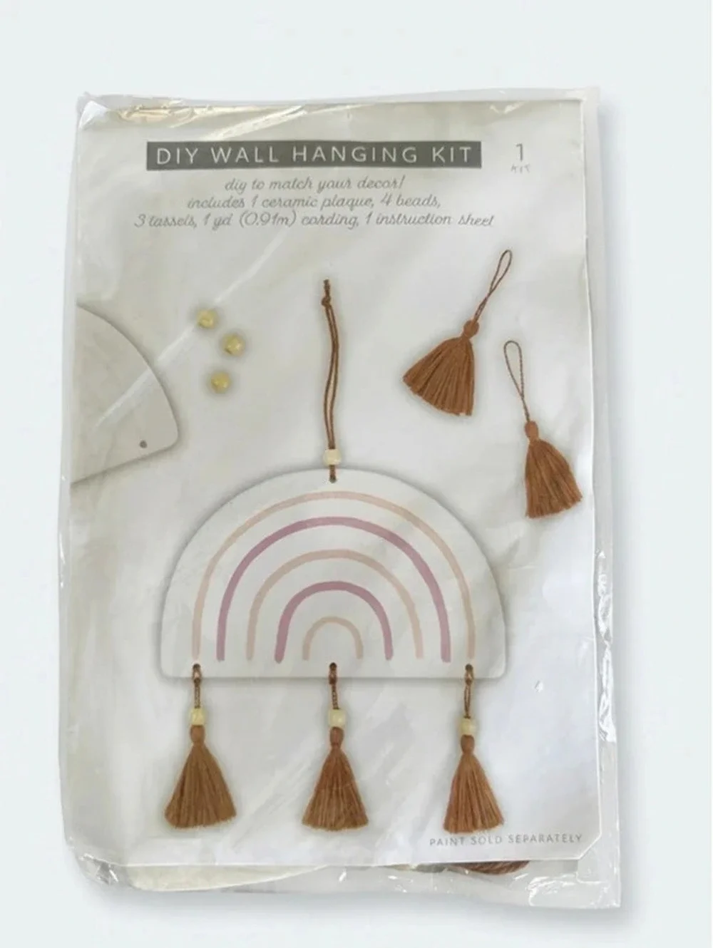 PYO Ceramic Rainbow DIY Wall Hanging Kit Tassels Beads Boho Craft New